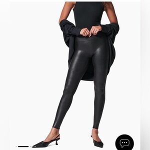 Spanx Black Faux Leather Leggings Size Small